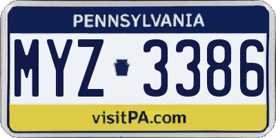 PA license plate MYZ3386