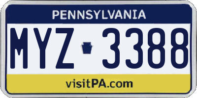 PA license plate MYZ3388