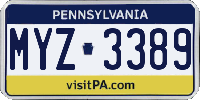 PA license plate MYZ3389