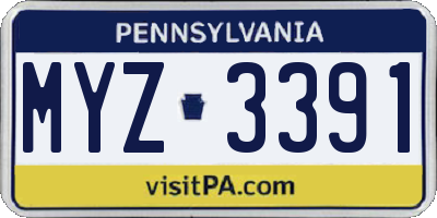 PA license plate MYZ3391