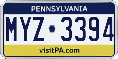 PA license plate MYZ3394