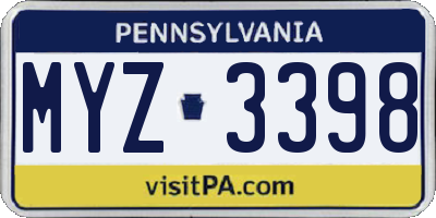 PA license plate MYZ3398