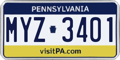 PA license plate MYZ3401