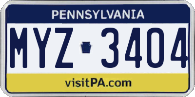 PA license plate MYZ3404