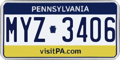 PA license plate MYZ3406