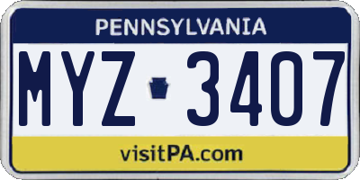 PA license plate MYZ3407