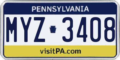 PA license plate MYZ3408