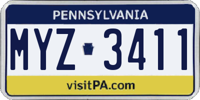 PA license plate MYZ3411