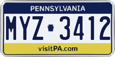 PA license plate MYZ3412