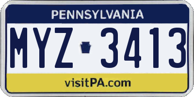 PA license plate MYZ3413