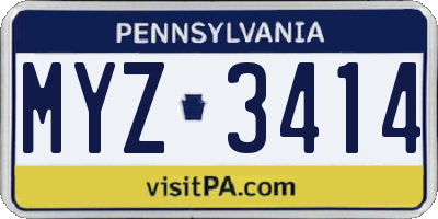 PA license plate MYZ3414