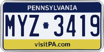 PA license plate MYZ3419