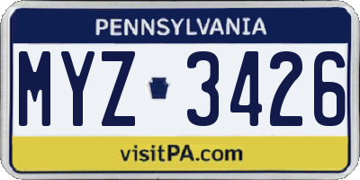 PA license plate MYZ3426