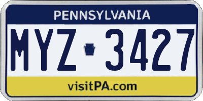 PA license plate MYZ3427
