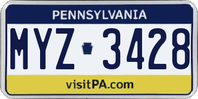 PA license plate MYZ3428