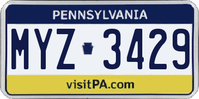 PA license plate MYZ3429