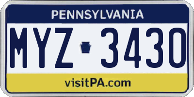PA license plate MYZ3430