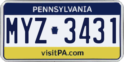 PA license plate MYZ3431