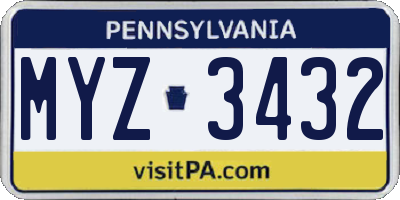 PA license plate MYZ3432