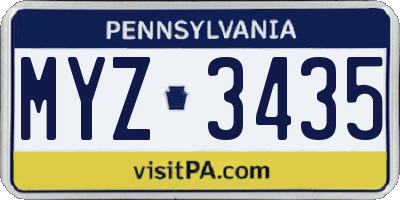PA license plate MYZ3435