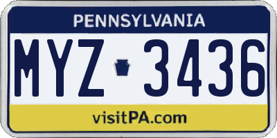 PA license plate MYZ3436