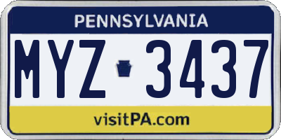 PA license plate MYZ3437
