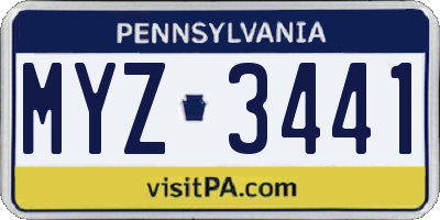 PA license plate MYZ3441