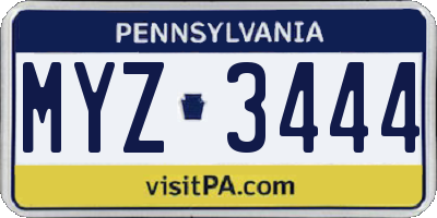 PA license plate MYZ3444