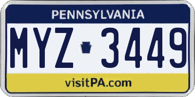 PA license plate MYZ3449