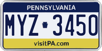 PA license plate MYZ3450