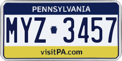 PA license plate MYZ3457