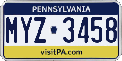PA license plate MYZ3458