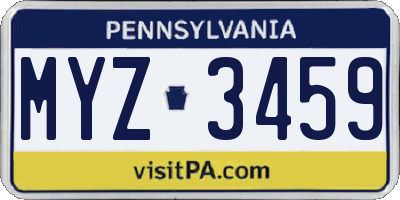 PA license plate MYZ3459