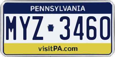 PA license plate MYZ3460