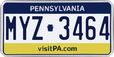 PA license plate MYZ3464