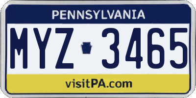 PA license plate MYZ3465