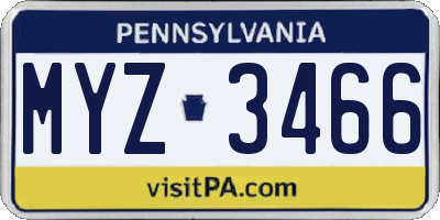 PA license plate MYZ3466