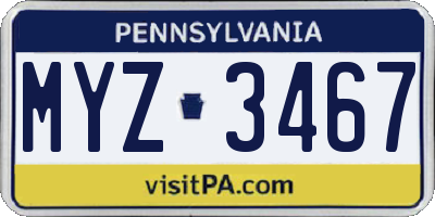 PA license plate MYZ3467