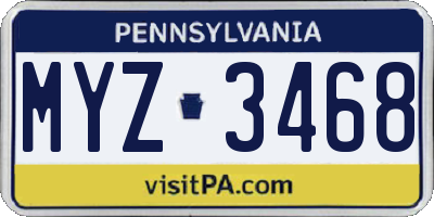PA license plate MYZ3468