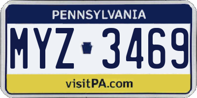 PA license plate MYZ3469