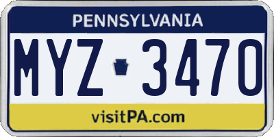 PA license plate MYZ3470