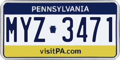 PA license plate MYZ3471