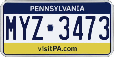 PA license plate MYZ3473