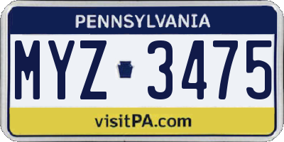 PA license plate MYZ3475