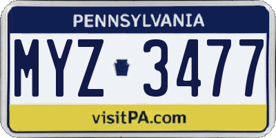 PA license plate MYZ3477