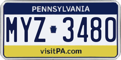 PA license plate MYZ3480