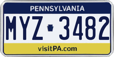 PA license plate MYZ3482