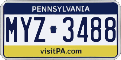 PA license plate MYZ3488