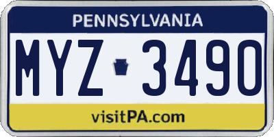 PA license plate MYZ3490
