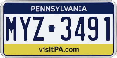 PA license plate MYZ3491